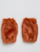 Asos Faux Fur Cuffs In Bright Orange - Orange