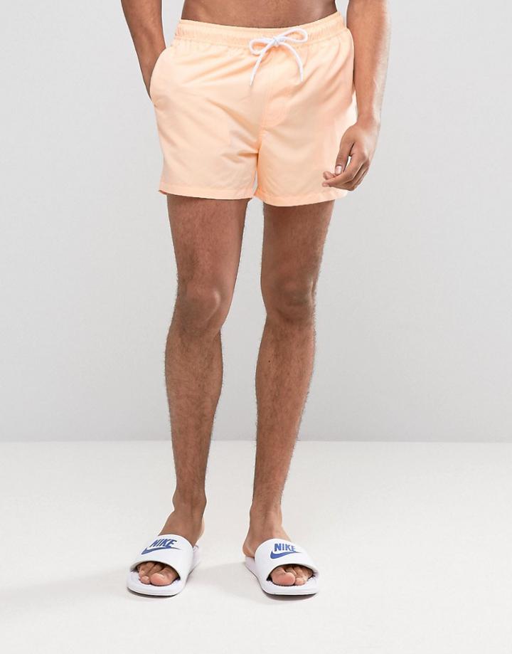 Asos Swim Shorts In Bright Orange Short Length - Orange