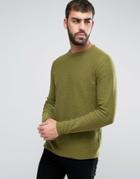 Only & Sons Knitted Sweater With Textured Roll Hem - Green