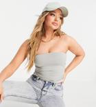 Asyou Tube Top In Khaki-green