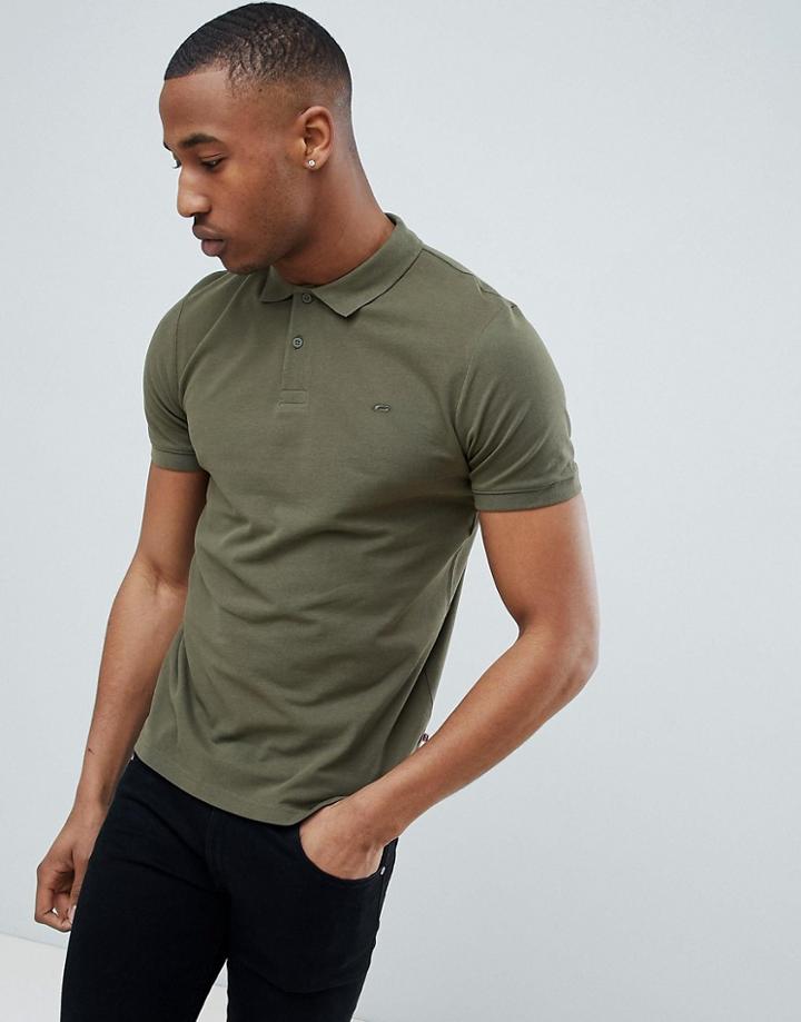 Jack & Jones Essentials Slim Fit Pique Logo Polo In Green