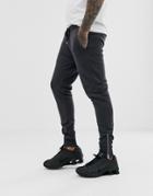 Asos Design Skinny Sweatpants In Washed Black With Silver Zip Cuffs