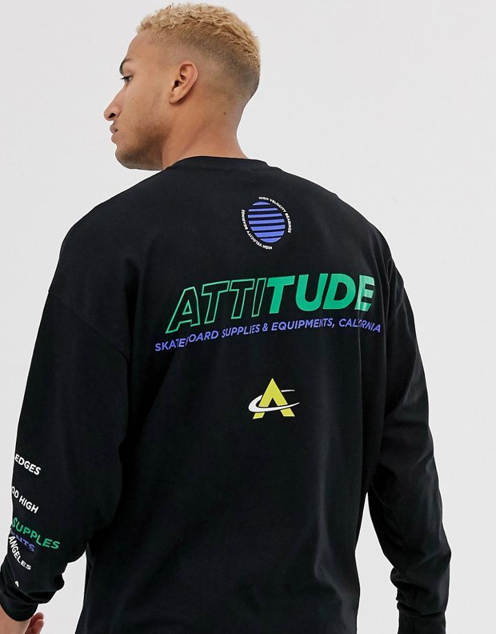 Asos Design Organic Cotton Oversized Long Sleeve T-shirt With Back And Sleeve Text Print
