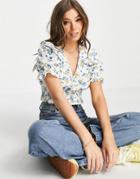 Influence Blouse With Shirred Sleeves In Ditsy Floral-multi