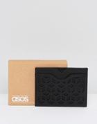 Asos Leather Card Holder With Cut Out Design In Black - Black