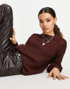 Only Chunky Balloon Sleeve Sweater In Chocolate-brown