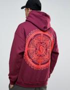 Hnr Ldn Oversized Circular Back Print Hoodie - Red