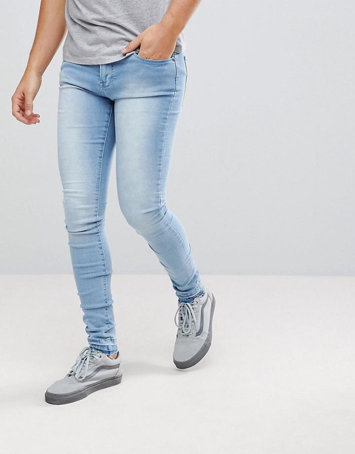 Dr Denim Leroy Light Indigo Unfolded Skinny Jeans - Blue