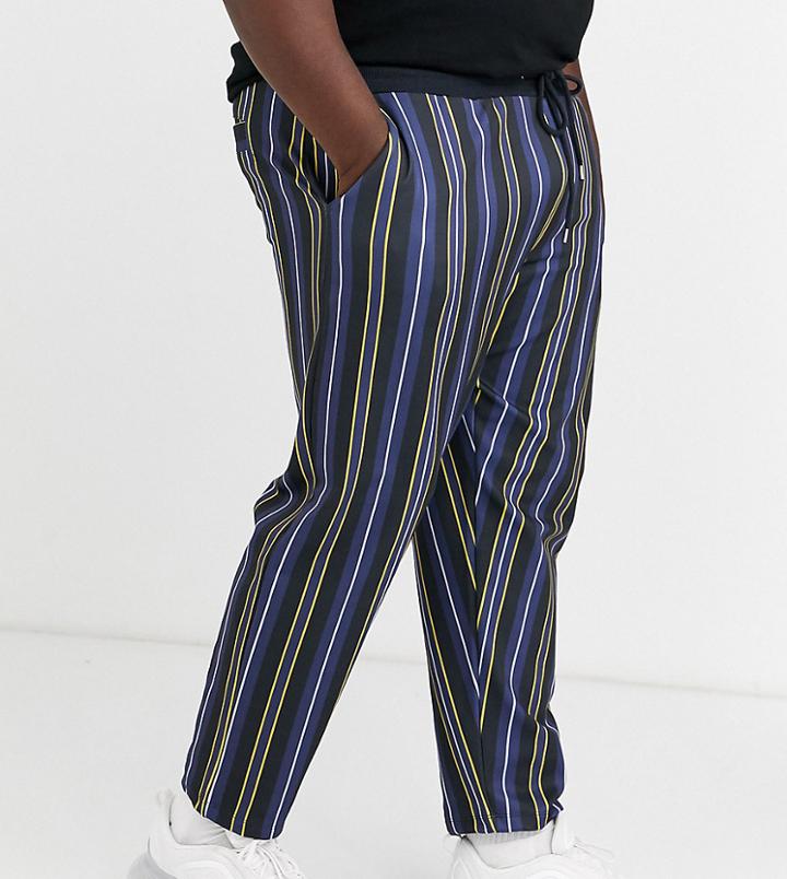 Asos Design Plus Skinny Sweatpants In Poly Tricot Fabric With Pin Stripes-multi