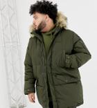 Schott Lincoln 18x Quilted Hooded Parka Jacket With Detachable Faux Fur Trim In Green - Green