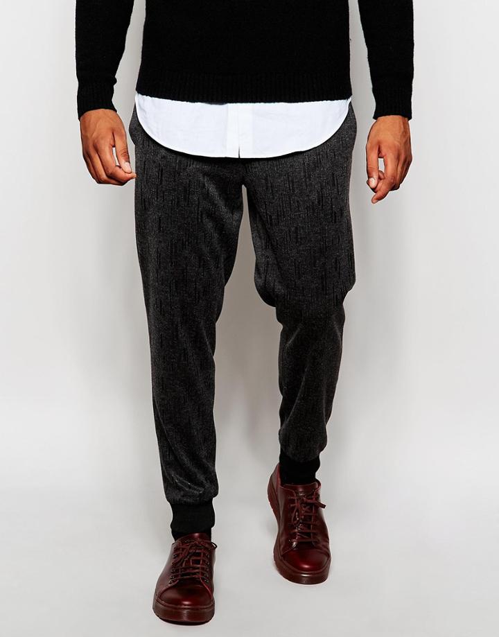 Asos Skinny Fit Smart Joggers In Knitted Fabric - Charcoal