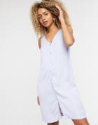 & Other Stories Eco Cupro Button Through Sleeveless Dress In Blue-green