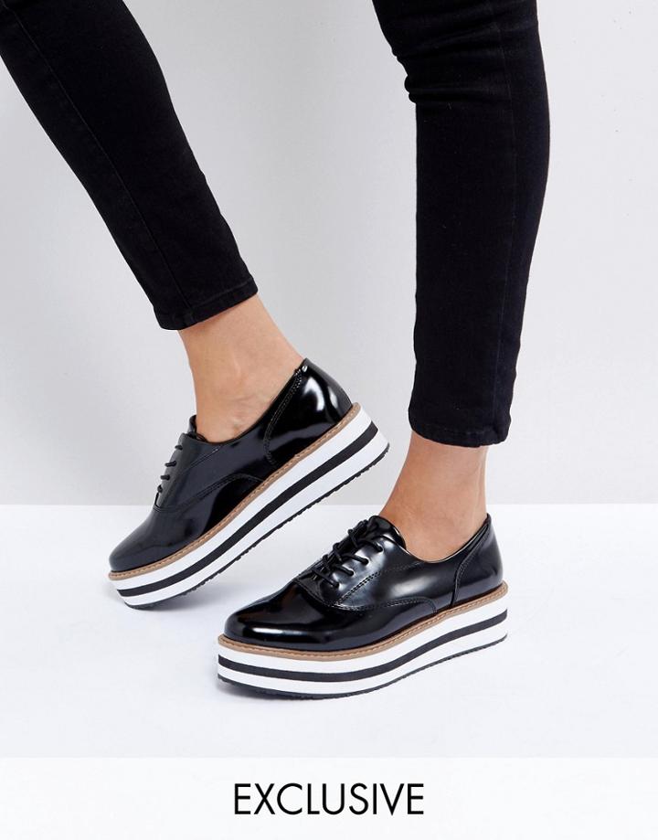 Monki Stripe Sole Brogue - Black