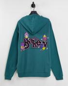 Crooked Tongues Hoodie With Bakery Back Print In Teal-blues