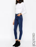 Asos Ridley High Waist Skinny Jeans In Botanic Dark Stonewash - Blue