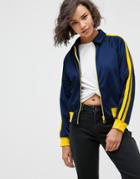 Asos Cropped Jacket With Retro Panels - Multi