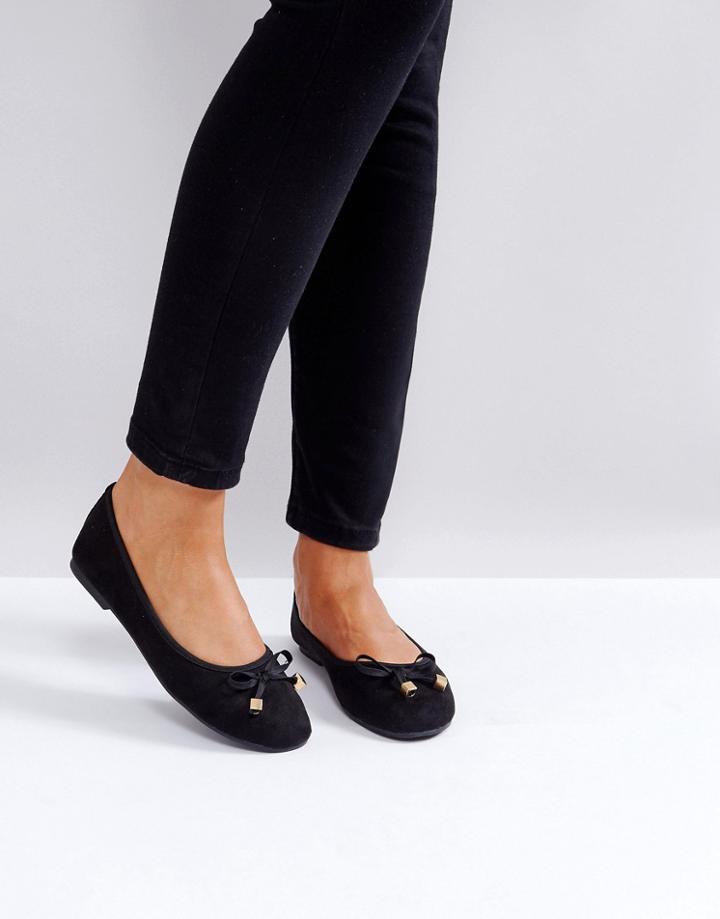 Raid Bow Black Ballet Flats - Black