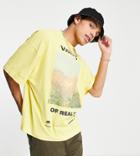 Collusion Oversized Long Sleeve T-shirt With Visions Print In Yellow