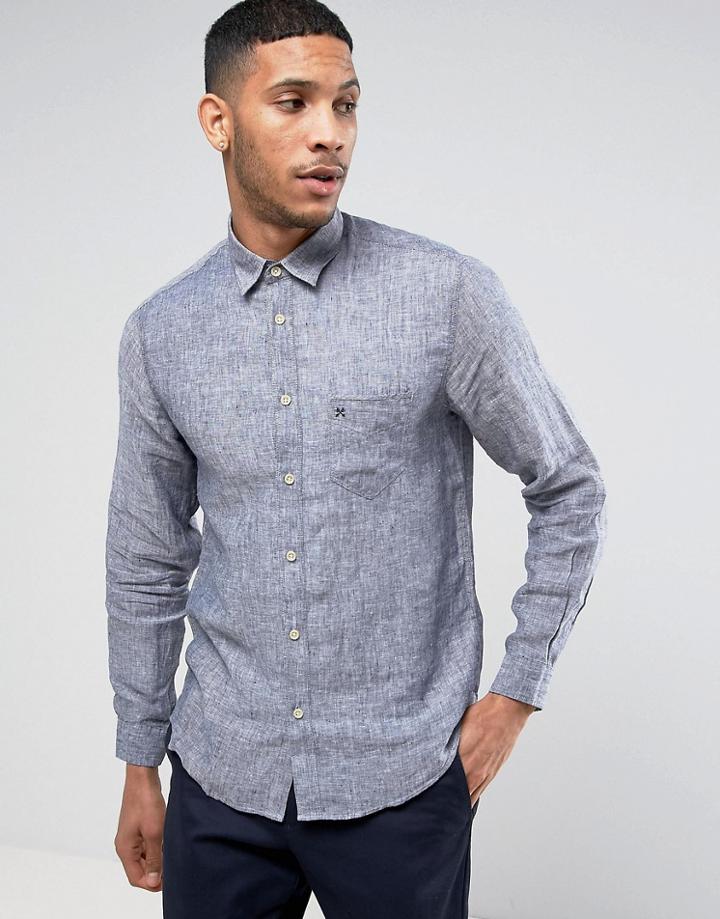 Selected Linen Long Sleeve Shirt - Navy