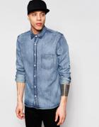 Cheap Monday Denim Shirt Air Acid Wash In Orbit Blue - Orbit Blue