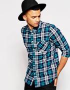 Another Influence Flannel Small Check Shirt - Green