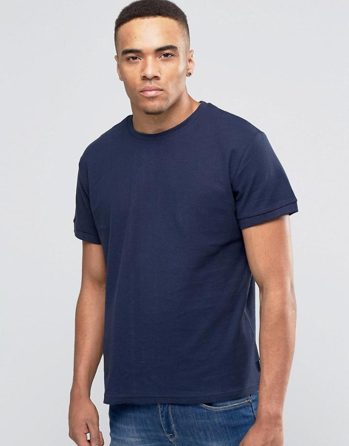 Bellfield Crew Neck Pique T-shirt - Navy