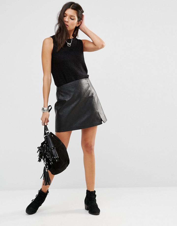 Blank Nyc Pu A-line Skirt - Black