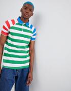 Asos Design Stripe Polo With Contrast Sleeves - Multi