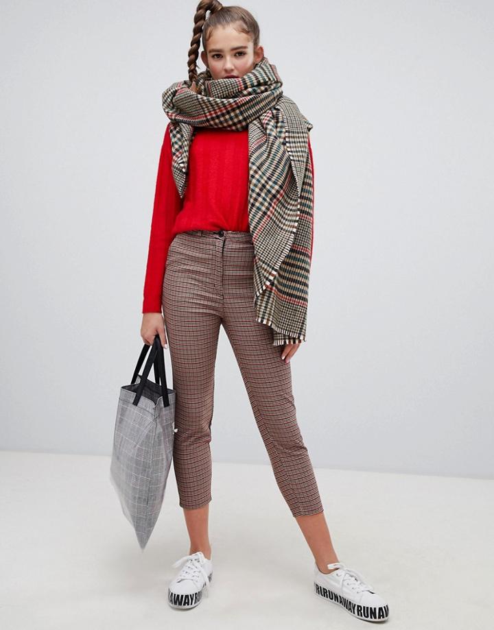 Monki Checked Peg Pants - Multi