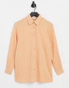 Urban Threads Oversized Checked Shirt In Coral-multi