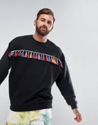 Asos Oversized Sweat With Tassels - Black