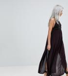 Asos Petite Premium Crochet Panel Maxi Beach Dress - Black