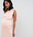 Asos Design Maternity Bow Shoulder Exposed Zip Mini Dress - Pink