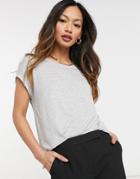 Vero Moda Aware T-shirt With Scoop Neck In Light Gray-grey