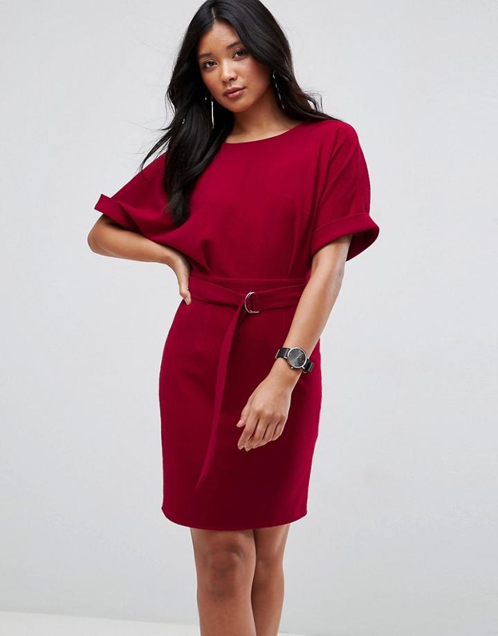Asos Ultimate Mini Pencil Dress With D-ring Belt - Red