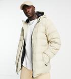 Threadbare Tall Puffer Jacket With Hood In Cream-neutral