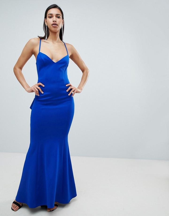 City Goddess Waterfall Back Maxi Dress - Blue