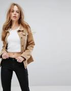 Liquor N Poker Tan Denim Girlfriend Jacket - Tan