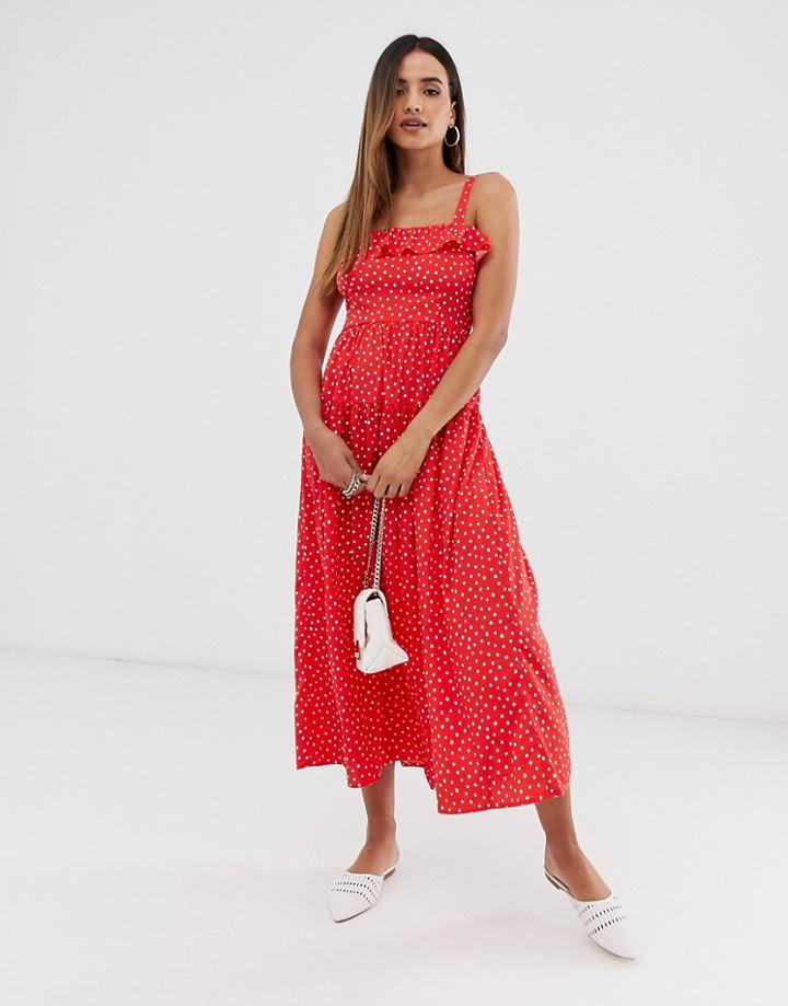 Vero Moda Polka Dot Smocked Maxi Dress - Multi