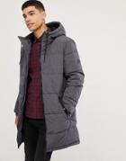 Esprit Puffer Coat In Gray Melange With Hood - Gray