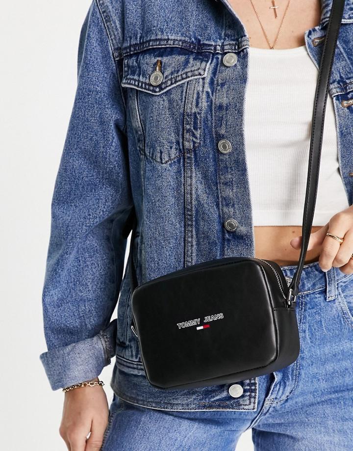 Tommy Jeans Pu Crossover Body Bag In Black