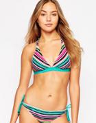 Oakley Stripe Long Triangle Bikini Top - 69n Aquamarine Multi