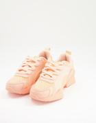 Asos Design Direction Mesh Lace Up Sneakers In Peach-pink