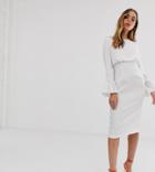 Asos Design Petite Fluted Sleeve Mini Pencil Dress - White
