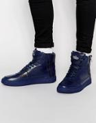 Criminal Damage Python Mid Sneakers - Navy