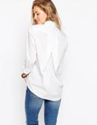 Asos Design Slim Boyfriend Shirt With Pleat Detail Back - White