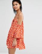 Tularosa Hattie Polka Dot Smock Dress - Orange