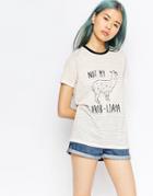 Asos T-shirt In Stripe With Not My Prob - Llama Print - Multi