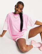 Asos Design Oversized T-shirt In Cut-about Pink Stripe