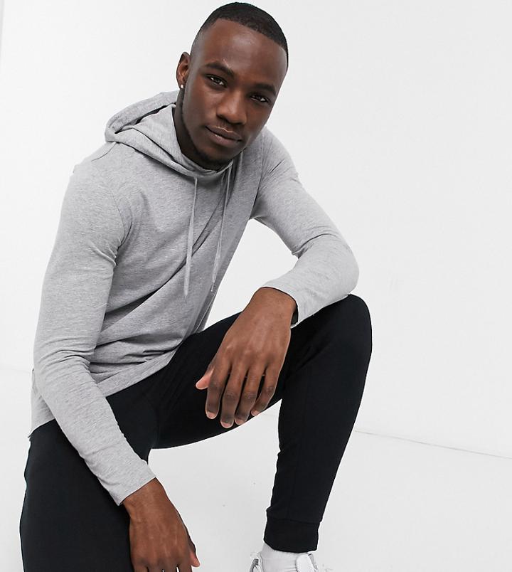 French Connection Tall Logo Hoodie In Light Gray-grey